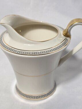 Haviland Greek Key Creamer Ivory Silver & Black Greek Key Edge